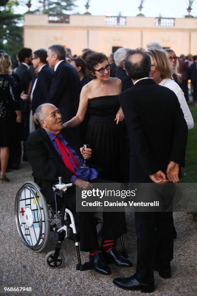 Bernardo Bertolucci and Nicoletta Braschi attend the McKim Medal Gala 2018 at Villa Aurelia on June 6, 2018 in Rome, Italy.