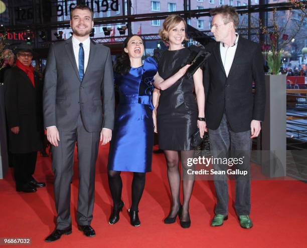 Actor Pilou Asbaek, director Pernille Fischer Christensen, actress Lene Maria Christensen and actor Jesper Christensen attend the 'En Famille'...