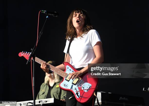 Courtney Barnett performs on stage at All Points East in Victoria Park on June 3, 2018 in London, England.