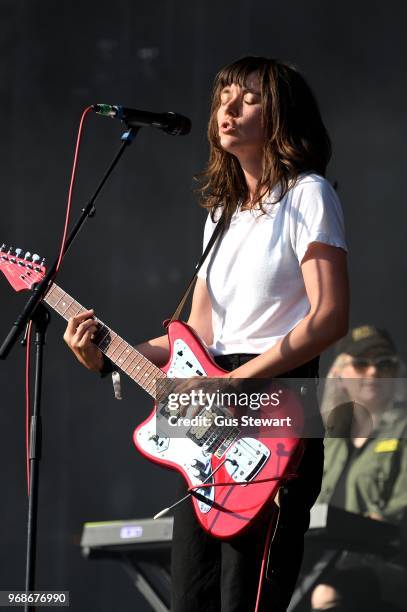 Courtney Barnett performs on stage at All Points East in Victoria Park on June 3, 2018 in London, England.