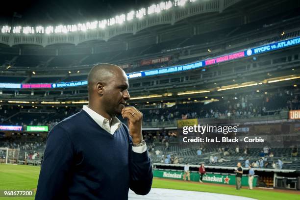 Head Coach Patrick Vieira of New York City walks off the pitch after the MLS Pride Night between New York City FC and Orlando City SC at Yankee...