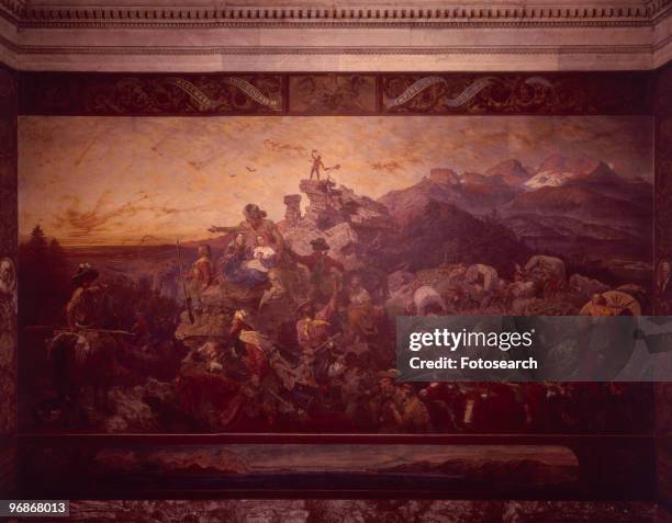 Painted MURAL IN The U.S. House Of Representatives By Emanuel Leutze with inscription 'Westward The Course Of Empire Takes Its Way' circa 1861. .