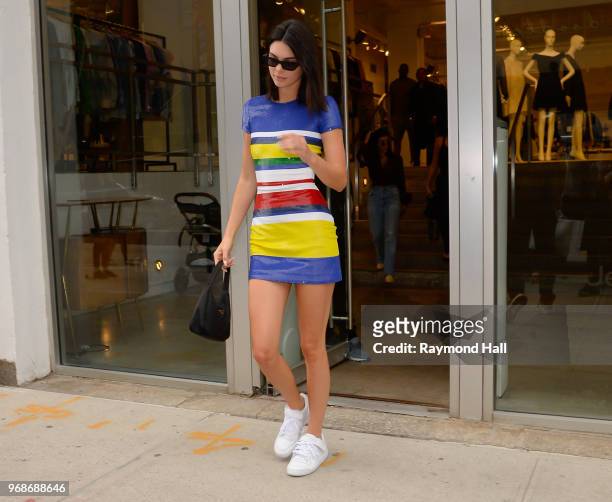 Model Kendall Jenner is seen walking in Soho on June 6, 2018 in New York City.
