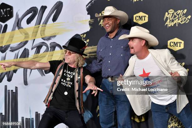 Big Kenny and John Rich of Big & Rich and Cowboy Troy attend the 2018 CMT Music Awards at Bridgestone Arena on June 6, 2018 in Nashville, Tennessee.