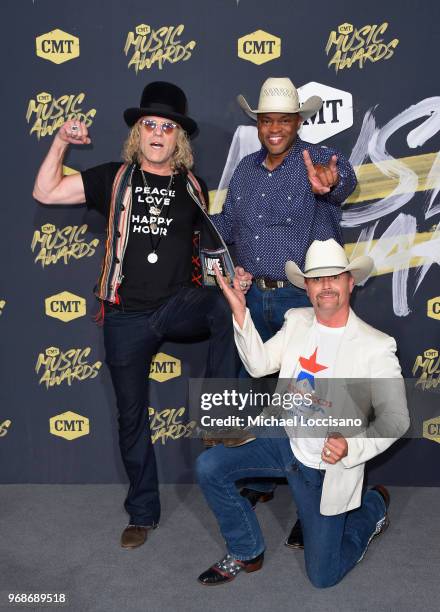 Big Kenny and John Rich of Big & Rich and Cowboy Troy attend the 2018 CMT Music Awards at Bridgestone Arena on June 6, 2018 in Nashville, Tennessee.