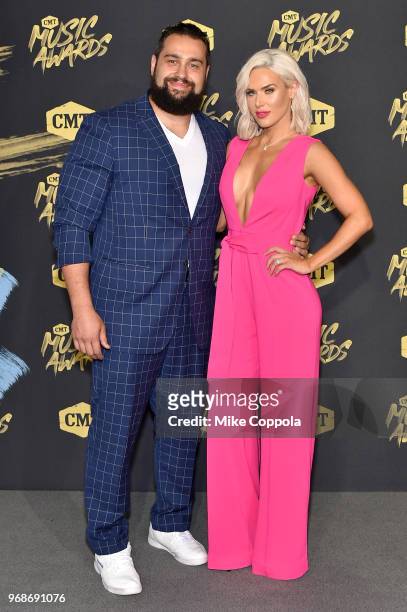 Superstars Rusev and Lana attend the 2018 CMT Music Awards at Bridgestone Arena on June 6, 2018 in Nashville, Tennessee.