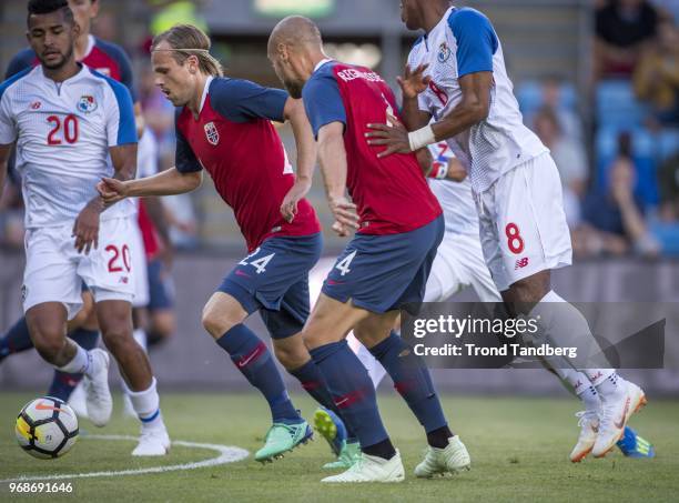 Iver Fossum, Tore Reginiussen of Norway during International Friendly between Norway v Panama at Ullevaal Stadion on June 6, 2018 in Oslo, Norway.