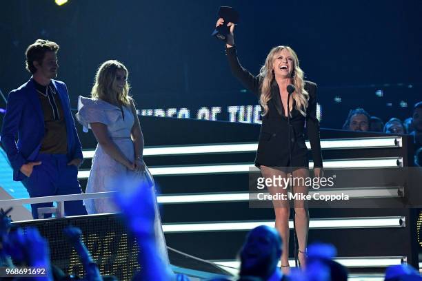 Carly Pearce accepts an award onstage at the 2018 CMT Music Awards at Bridgestone Arena on June 6, 2018 in Nashville, Tennessee.