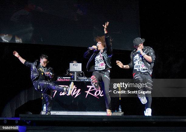 Red Foo and SkyBlu of LMFAO perform at the Jerome Schottenstein Center on February 16, 2010 in Columbus, Ohio.