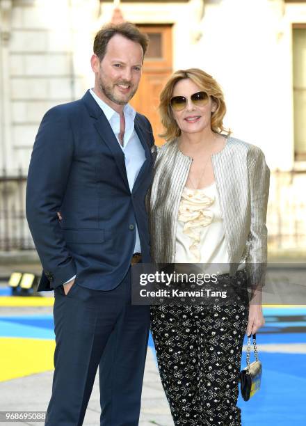 Russ Thomas and Kim Cattrall attend the Royal Academy of Arts Summer Exhibition Preview Party at Burlington House on June 6, 2018 in London, England.