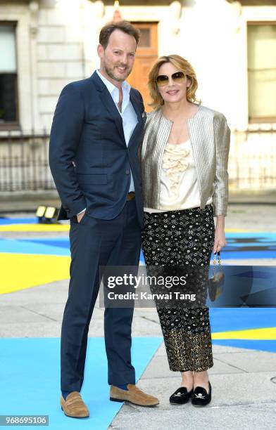 Russ Thomas and Kim Cattrall attend the Royal Academy of Arts Summer Exhibition Preview Party at Burlington House on June 6, 2018 in London, England.