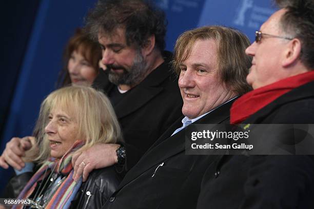 Director Gustave de Kervern, photographer Erika Rabau, actor Gerard Depardieu and Benoit Delepine attend the 'Mammuth' Photocall during day nine of...
