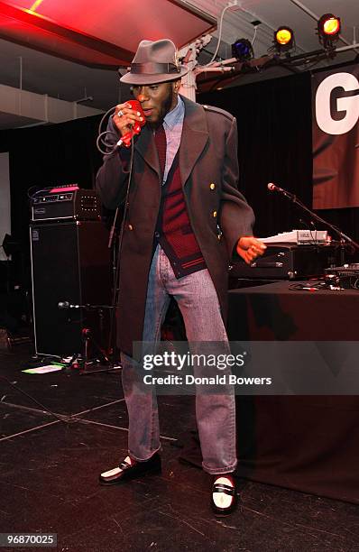 Mos Def performs at the pre-launch party for Guvera at Metropolitan Pavilion on February 18, 2010 in New York City.