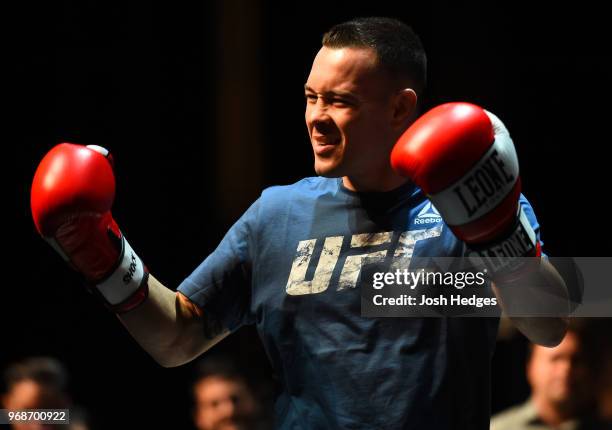 Colby Covington works out for fans and media during the UFC 225 Open Workouts at the Chicago Theatre on June 6, 2018 in Chicago, Illinois.