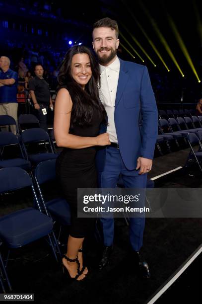 Sam Hunt and Hannah Lee Fowler attend the 2018 CMT Music Awards at Bridgestone Arena on June 6, 2018 in Nashville, Tennessee.