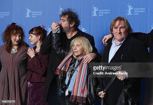 Actress Yolande Moreau, actress Miss Ming, director Gustave de Kervern, photographer Erika Rabau and actor Gerard Depardieu attend the 'Mammuth'...