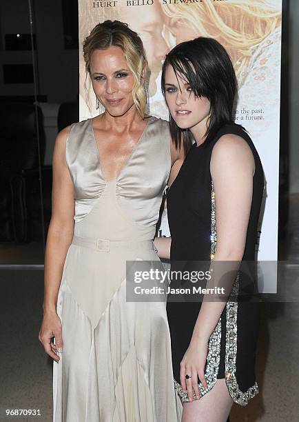 Actresses Maria Bello and Kristen Stewart attend the "The Yellow Handkerchief" Los Angeles premiere at Pacific Design Center on February 18, 2010 in...