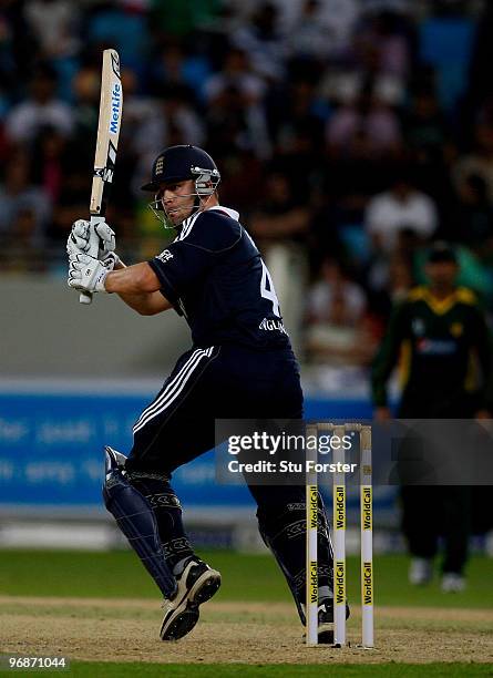 England batsman Jonathan Trott picks up some runs during the 1st World Call T-20 Challenge match between Pakistan and England at Dubai International...