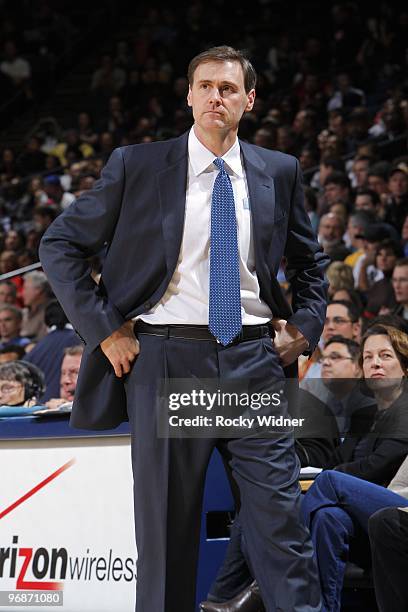 Head coach Rick Carlisle of the Dallas Mavericks looks on from the sideline during the game against the Golden State Warriors at Oracle Arena on...