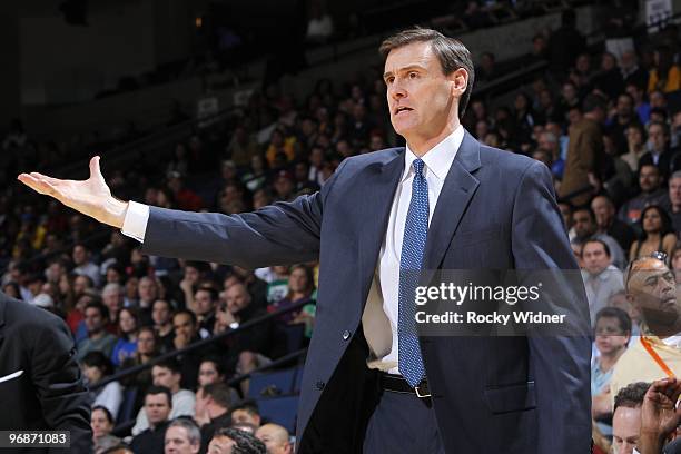 Head coach Rick Carlisle of the Dallas Mavericks reacts during the game against the Golden State Warriors at Oracle Arena on February 8, 2010 in...