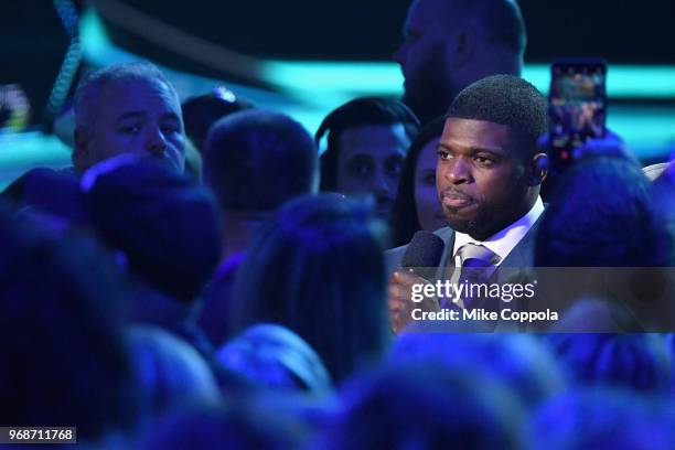 Subban presents an artist from the crown at the 2018 CMT Music Awards at Bridgestone Arena on June 6, 2018 in Nashville, Tennessee.