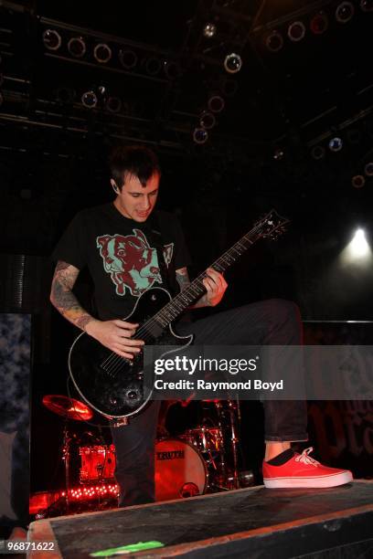 February 14: Guitarist Chris Rubey of The Devil Wears Prada performs at the House Of Blues in Chicago, Illinois on February 14, 2010.