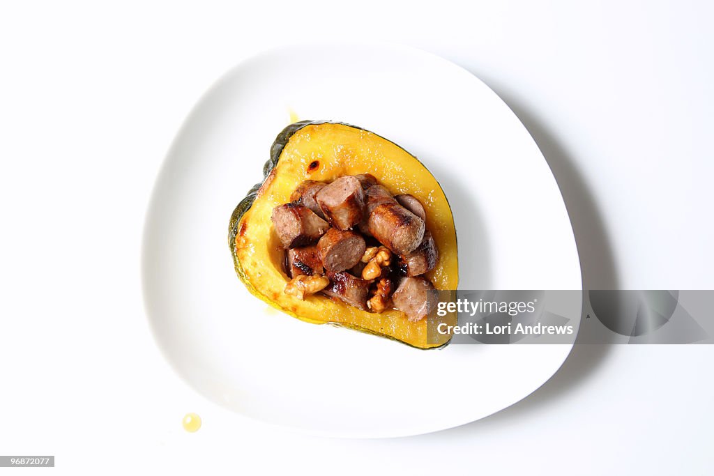 Acorn squash stuffed with sausage