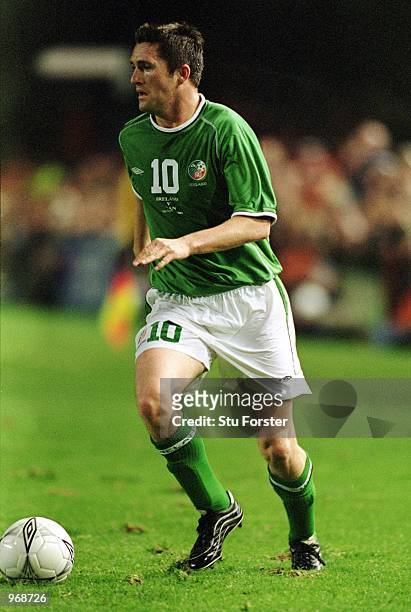 Robbie Keane of Republic of Ireland in action during the 2002 World Cup play-off match against Iran played at Lansdowne Road in Dublin, Ireland....