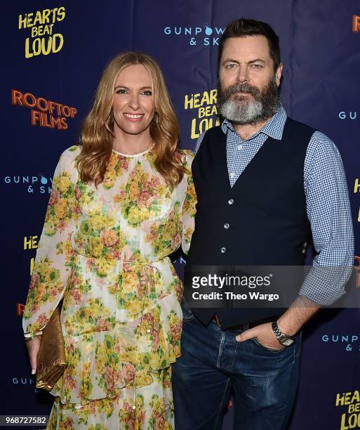 Toni Collette and Nick Offerman attend the "Hearts Beat Loud" New York Premiere at Pioneer Works on June 6, 2018 in New York City.