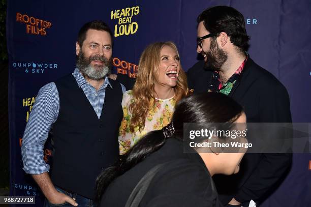 Nick Offerman, Toni Collette and Brett Haley attend the "Hearts Beat Loud" New York Premiere at Pioneer Works on June 6, 2018 in New York City.