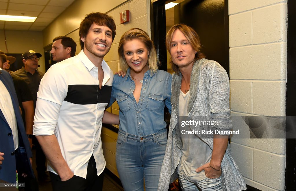 Morgan Evans, Kelsea Ballerini, and Keith Urban attend the 2018 CMT