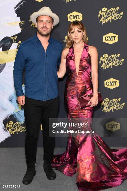 Sam Gray and Kaci Brown of Brown & Gray attend the 2018 CMT Music Awards at Bridgestone Arena on June 6, 2018 in Nashville, Tennessee.