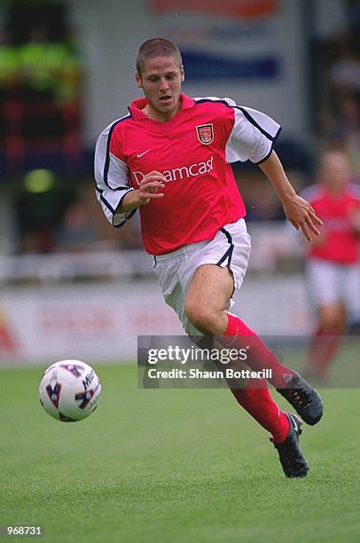 Graham Barrett of Arsenal in action during the Pre-season friendly match between Rushden and Diamonds and Arsenal played at Nene Park in...