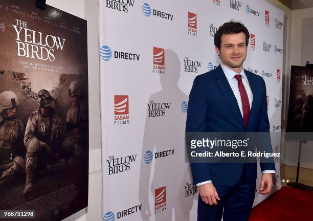 Actor Alden Ehrenreich attends Saban Films' And DirecTV's Special Screening Of "Yellow Birds" at The London Screening Room on June 6, 2018 in West...
