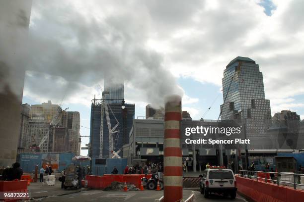 Construction continues at the World Trade Center site February 19, 2010 in New York City. In a radio interview Friday New York Mayor Michael...