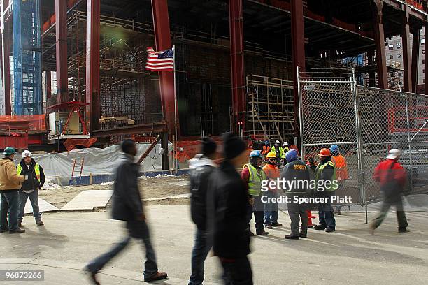 People walk by the World Trade Center site February 19, 2010 in New York City. In a radio interview Friday New York Mayor Michael Bloomberg...