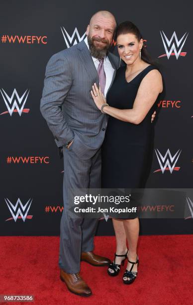 Paul "Triple H" Levesque and Stephanie McMahon attend WWE's First-Ever Emmy "For Your Consideration" Event at Saban Media Center on June 6, 2018 in...
