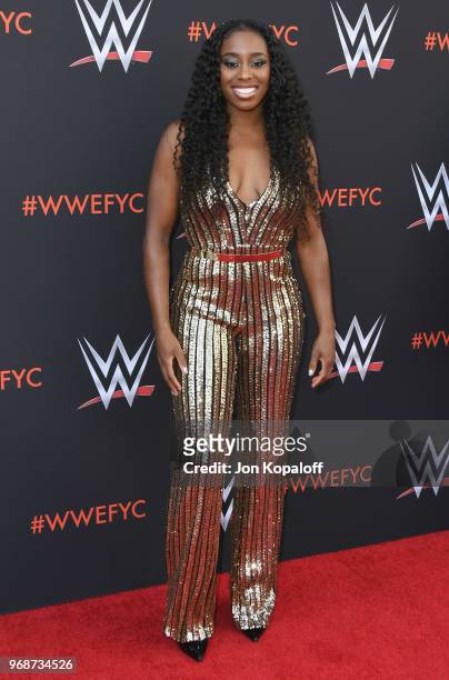 Naomi attends WWE's First-Ever Emmy "For Your Consideration" Event at Saban Media Center on June 6, 2018 in North Hollywood, California.