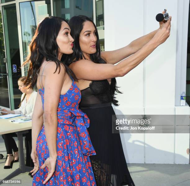 Brie Bella and Nikki Bella attend WWE's First-Ever Emmy "For Your Consideration" Event at Saban Media Center on June 6, 2018 in North Hollywood,...