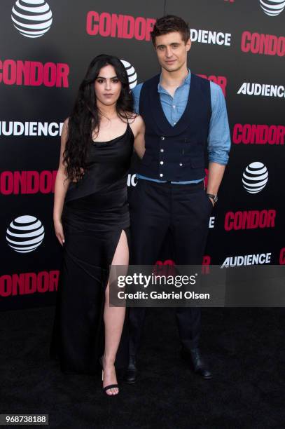 Leem Lubany and Max Irons arrive for the premiere of AT&T Audience Network's "Condor" at NeueHouse Hollywood on June 6, 2018 in Los Angeles,...