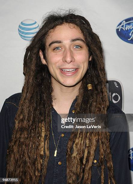 Singer Jason Castro attends the "American Idol" top 24 red carpet event at STK on February 18, 2010 in Los Angeles, California.
