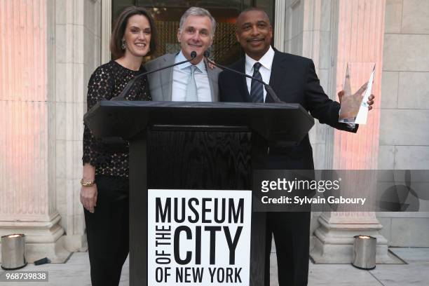 Whitney W. Donhauser, Tracy V. Maitland and James G. Dinan attend the Museum of the City of New York Chairman's Leadership Award Dinner on June 6,...