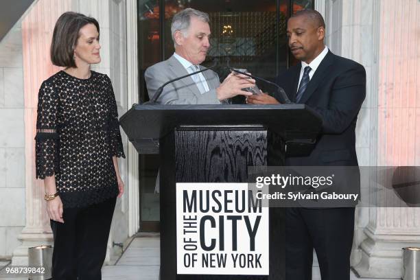 Whitney W. Donhauser, Tracy V. Maitland and James G. Dinan attend the Museum of the City of New York Chairman's Leadership Award Dinner on June 6,...