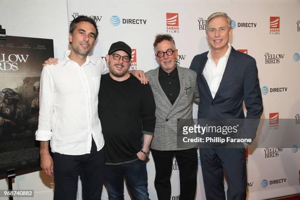 Alexandre Moors, Courtney Soloman, Mark Canton and Jeff Sharp attend "The Yellow Birds" premiere presented by Saban Films and DIRECTV at The London...