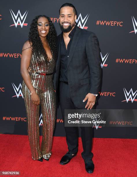 Jimmy Uso, Naomi arrives at the WWE's First-Ever Emmy "For Your Consideration" Event at Saban Media Center on June 6, 2018 in North Hollywood,...