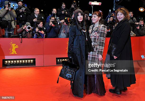 Actress Isabelle Adjani, actress Miss Ming and actress Yolande Moreau attend the 'Mammuth' Premiere during day nine of the 60th Berlin International...
