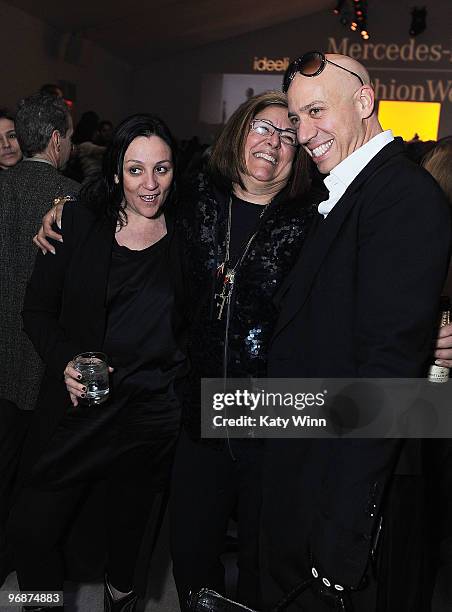 Kelly Cutrone, Senior Vice President of IMG Fashion Fern Mallis and Robert Verdi attend So Long Bryant Park at Bryant Park on February 18, 2010 in...