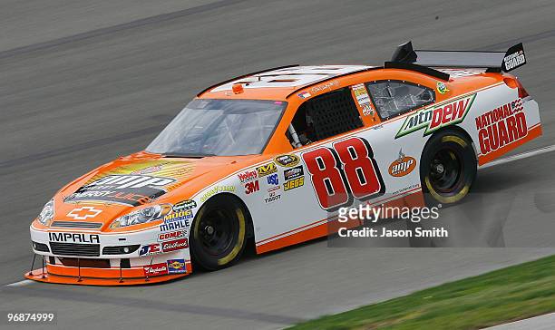 Dale Earnhardt Jr. Drives the AMP Energy Juice/National Guard Chevrolet during practice for the NASCAR Sprint Cup Series Auto Club 500 at Auto Club...