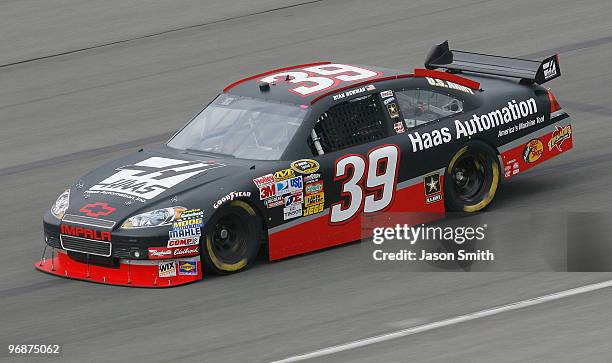 Ryan Newman drives the Haas Automation Chevrolet during practice for the NASCAR Sprint Cup Series Auto Club 500 at Auto Club Speedway on February 19,...