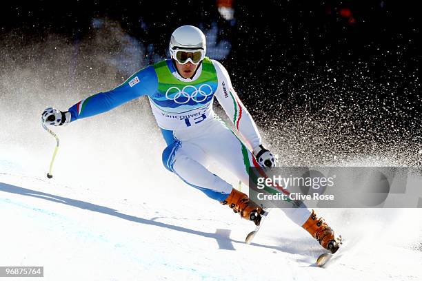 Christof Innerhofer of Italy competes in the men's alpine skiing Super-G on day 8 of the Vancouver 2010 Winter Olympics at Whistler Creekside on...